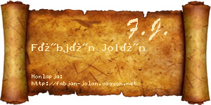 Fábján Jolán névjegykártya