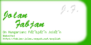 jolan fabjan business card